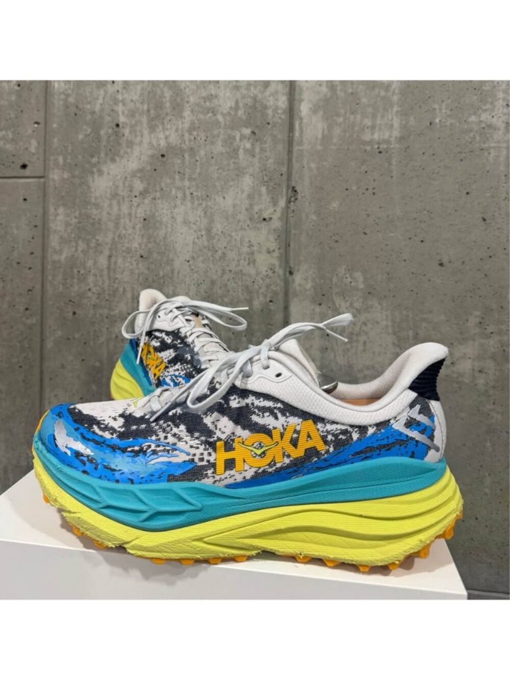 HOKA Stinson 7 Trail Running Shoes White Blue Men’s US 12 Normal Used Condition
